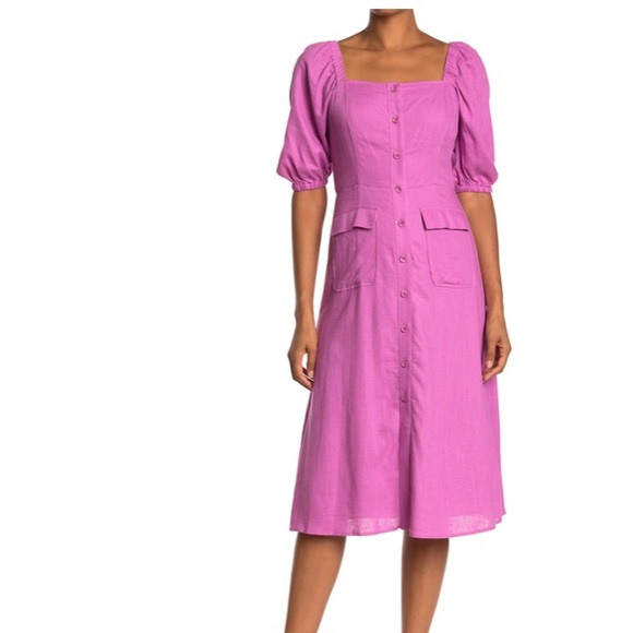 BCBGMaxAzria Women´s Puff-sleeve Button-front Dress In Bodacious,All Products : American Fashion Style Bags On Sale